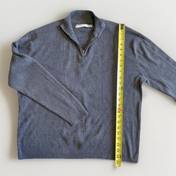 Perry Ellis 1/4 Zip Sweater Mens XXL Pullover Long Sleeve Gray Knit Ridged - Picture 3 of 8